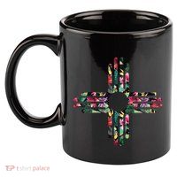 New Mexico State Zia Symbol Floral Print By Mcma 11oz C Handle Ceramic Mug