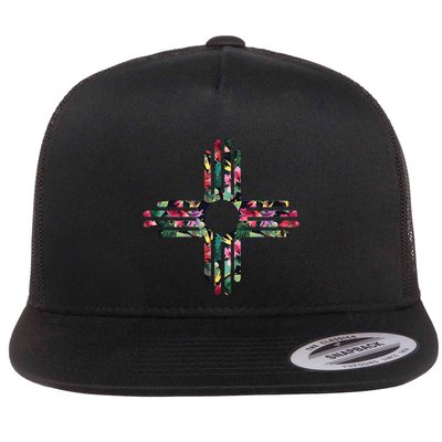 New Mexico State Zia Symbol Floral Print By Mcma Flatbill Hat