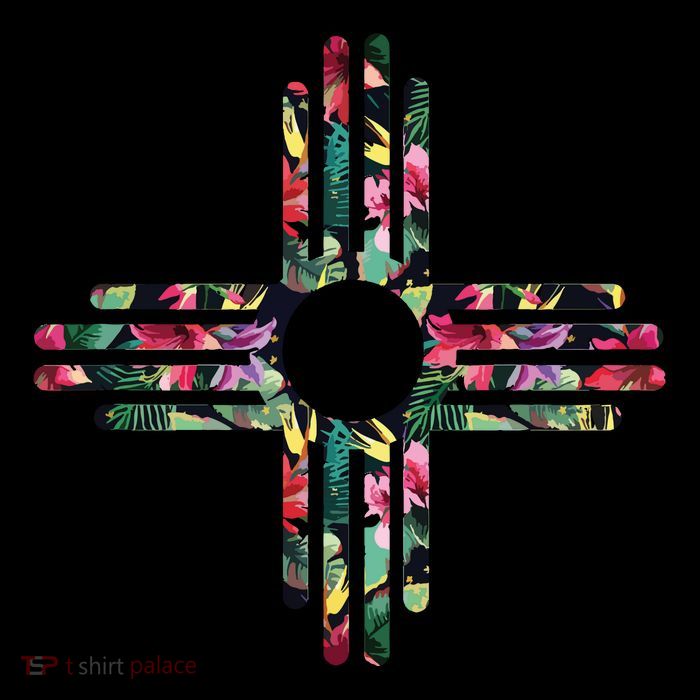 New Mexico State Zia Symbol Floral Print By Mcma Poster