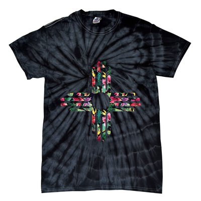 New Mexico State Zia Symbol Floral Print By Mcma Tie-Dye T-Shirt