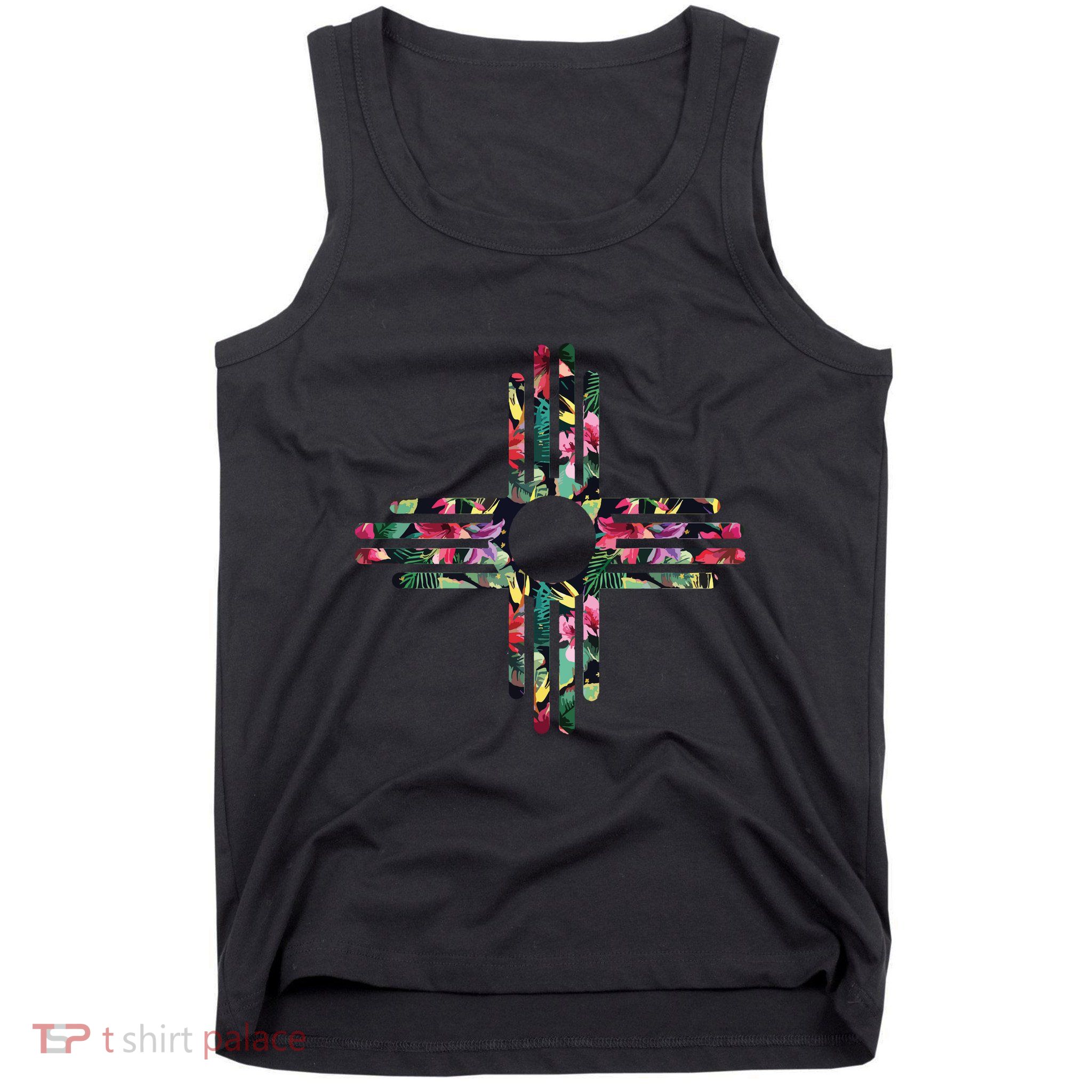 New Mexico State Zia Symbol Floral Print By Mcma Tank Top