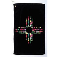 New Mexico State Zia Symbol Floral Print By Mcma Golf Towel