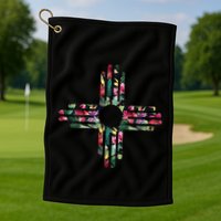 New Mexico State Zia Symbol Floral Print By Mcma Golf Towel