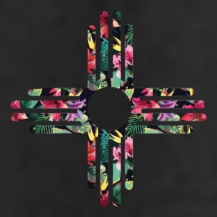 New Mexico State Zia Symbol Floral Print By Mcma Golf Towel
