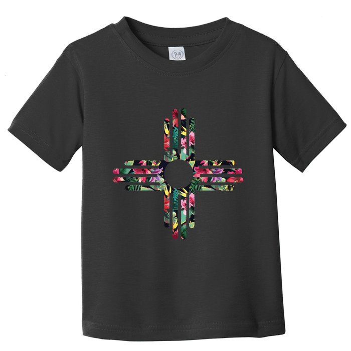 New Mexico State Zia Symbol Floral Print By Mcma Toddler T-Shirt
