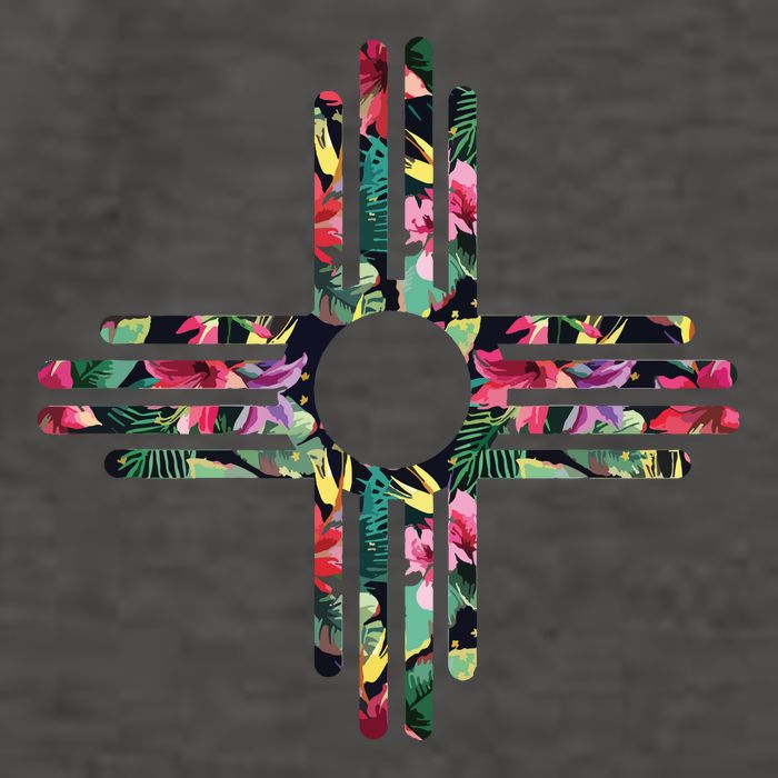 New Mexico State Zia Symbol Floral Print By Mcma Vector Backpack