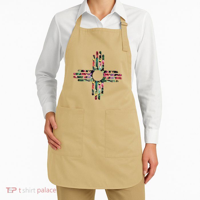 New Mexico State Zia Symbol Floral Print By Mcma Apron