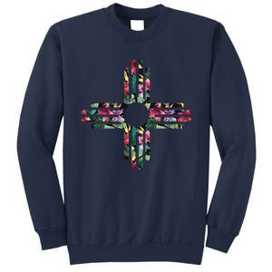 New Mexico State Zia Symbol Floral Print By Mcma Sweatshirt