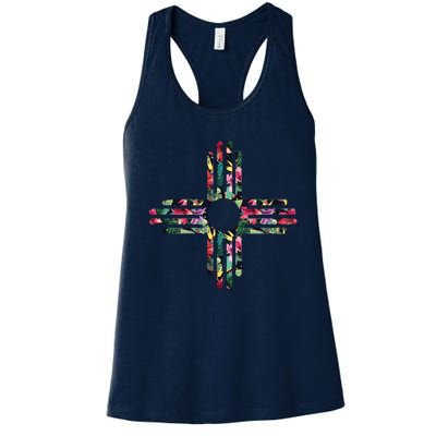 New Mexico State Zia Symbol Floral Print By Mcma Women's Racerback Tank