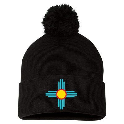 New Mexico State Zia Vintage Retromodern Design Pom Pom 12in Knit Beanie