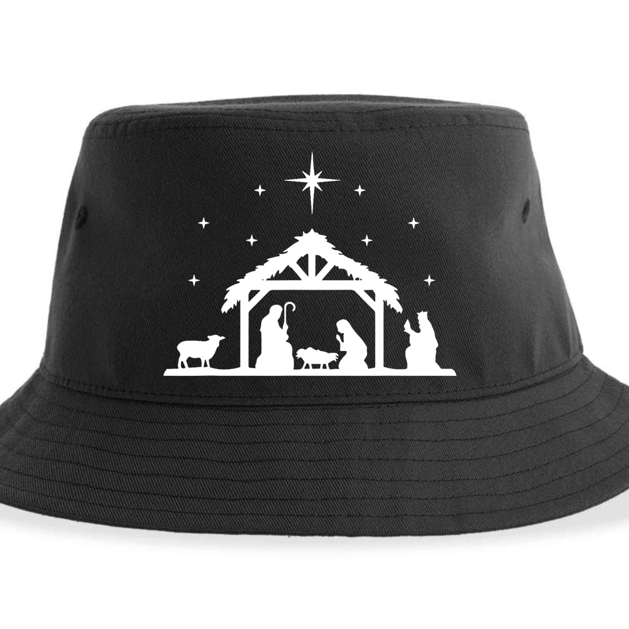Nativity Manger Scene Baby Jesus Birth Of Christ Christmas Sustainable Bucket Hat