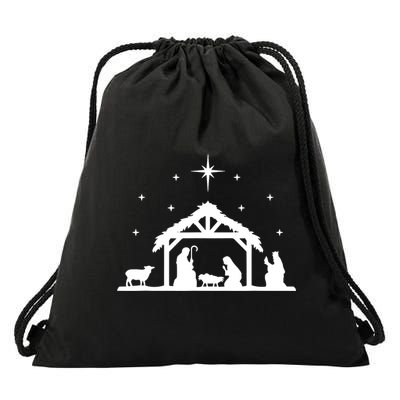 Nativity Manger Scene Baby Jesus Birth Of Christ Christmas Drawstring Bag