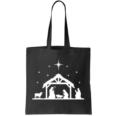 Nativity Manger Scene Baby Jesus Birth Of Christ Christmas Tote Bag