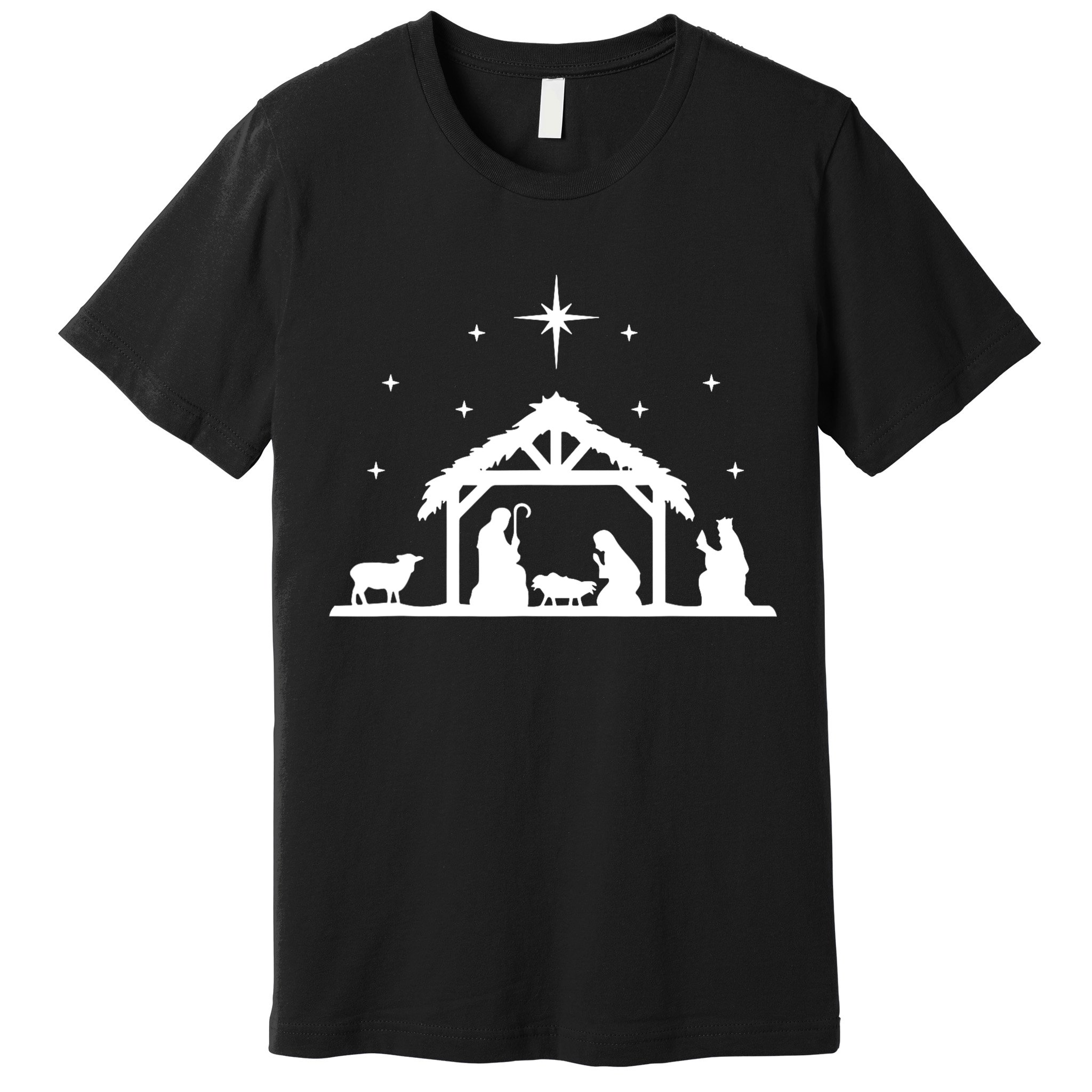 Nativity Manger Scene Baby Jesus Birth Of Christ Christmas Premium T-Shirt