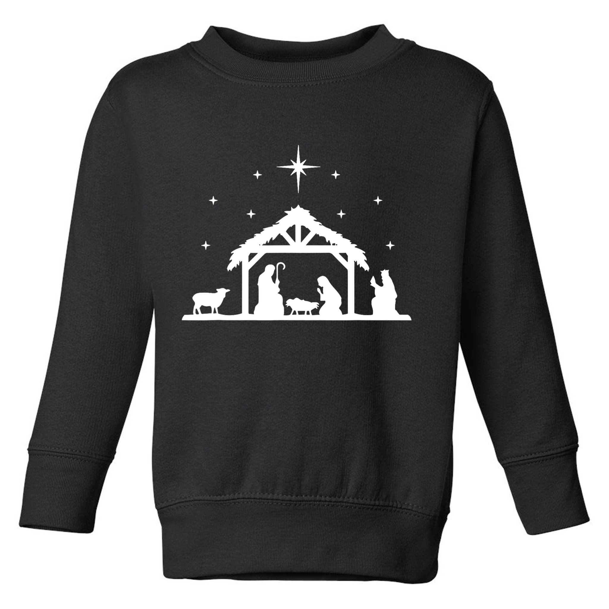 Nativity Manger Scene Baby Jesus Birth Of Christ Christmas Toddler Sweatshirt