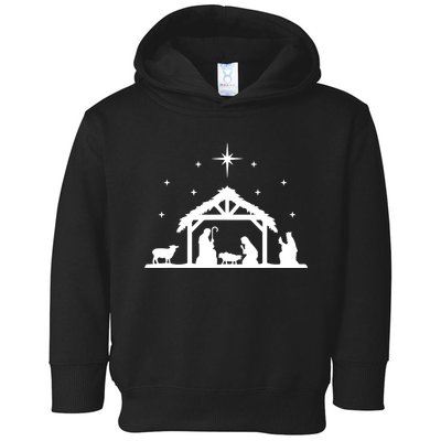 Nativity Manger Scene Baby Jesus Birth Of Christ Christmas Toddler Hoodie