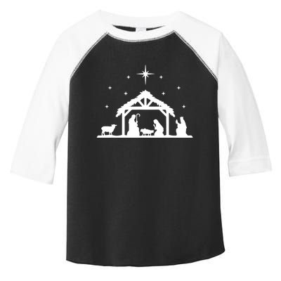 Nativity Manger Scene Baby Jesus Birth Of Christ Christmas Toddler Fine Jersey T-Shirt