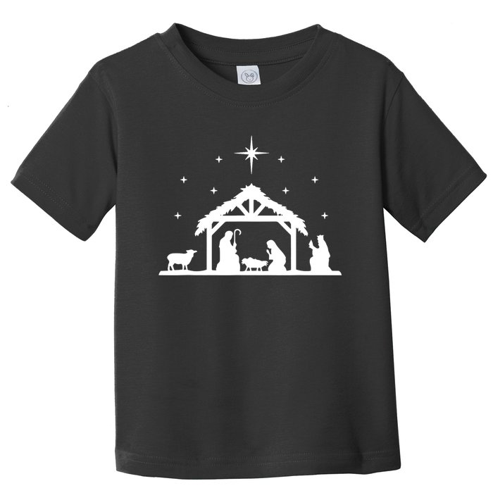 Nativity Manger Scene Baby Jesus Birth Of Christ Christmas Toddler T-Shirt