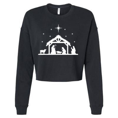 Nativity Manger Scene Baby Jesus Birth Of Christ Christmas Cropped Pullover Crew