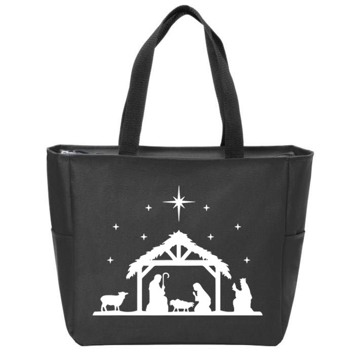 Nativity Manger Scene Baby Jesus Birth Of Christ Christmas Zip Tote Bag