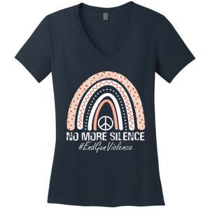 No More Silence End Gun Violence Awareness Month Orange Women's V-Neck T-Shirt