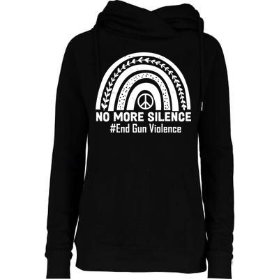 No More Silence End Gun Violence Peace Rainbow Womens Funnel Neck Pullover Hood