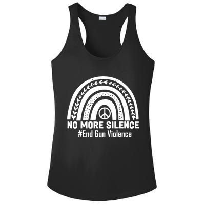 No More Silence End Gun Violence Peace Rainbow Ladies PosiCharge Competitor Racerback Tank