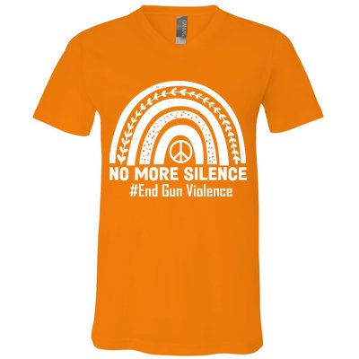 No More Silence End Gun Violence Peace Rainbow V-Neck T-Shirt