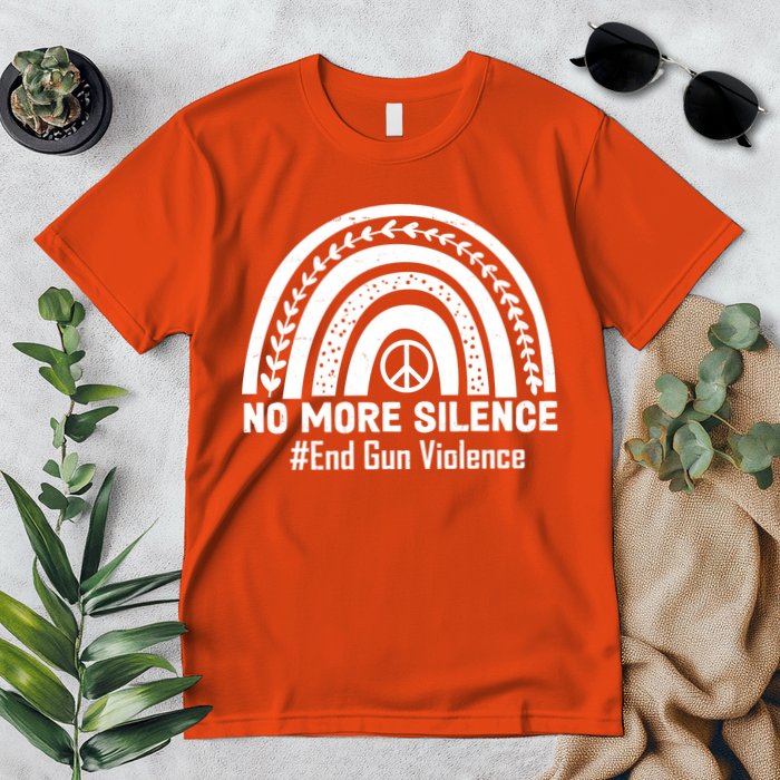 No More Silence End Gun Violence Peace Rainbow Premium T-Shirt