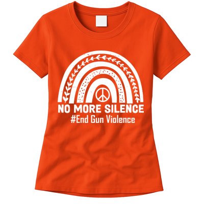 No More Silence End Gun Violence Peace Rainbow Womens T-Shirt