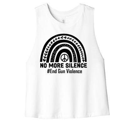 No More Silence End Gun Violence Peace Rainbow Women's Racerback Cropped Tank