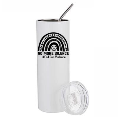 No More Silence End Gun Violence Peace Rainbow Stainless Steel Tumbler