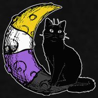 Nonbinary Moon Space Cat LGBT Pride With NB Non Binary Flag Ladies PosiCharge Tri-Blend Wicking Tank