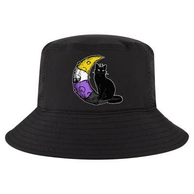 Nonbinary Moon Space Cat LGBT Pride With NB Non Binary Flag Cool Comfort Performance Bucket Hat
