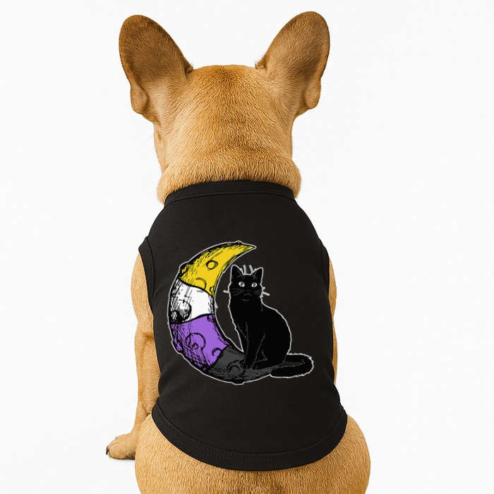 Nonbinary Moon Space Cat LGBT Pride With NB Non Binary Flag Doggie Tank
