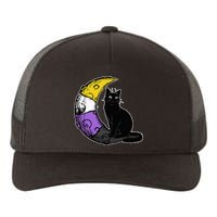 Nonbinary Moon Space Cat LGBT Pride With NB Non Binary Flag Yupoong Adult 5-Panel Trucker Hat