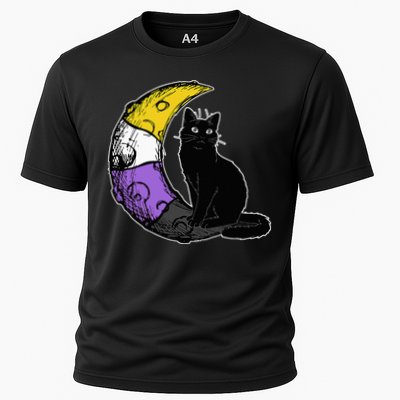 Nonbinary Moon Space Cat LGBT Pride With NB Non Binary Flag Performance Shirt