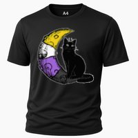 Nonbinary Moon Space Cat LGBT Pride With NB Non Binary Flag Performance Shirt