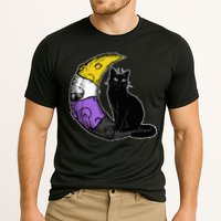 Nonbinary Moon Space Cat LGBT Pride With NB Non Binary Flag Performance Shirt