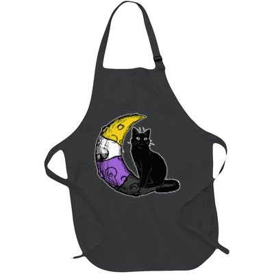 Nonbinary Moon Space Cat LGBT Pride With NB Non Binary Flag Apron