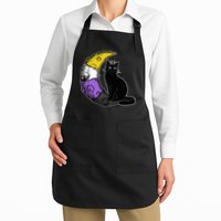 Nonbinary Moon Space Cat LGBT Pride With NB Non Binary Flag Apron