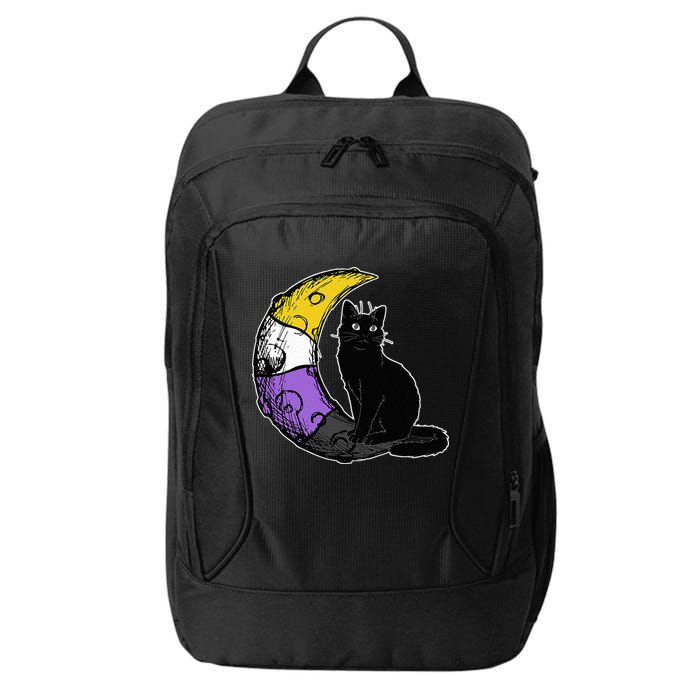 Nonbinary Moon Space Cat LGBT Pride With NB Non Binary Flag City Backpack