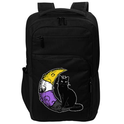 Nonbinary Moon Space Cat LGBT Pride With NB Non Binary Flag Impact Tech Backpack