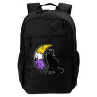 Nonbinary Moon Space Cat LGBT Pride With NB Non Binary Flag Backpack
