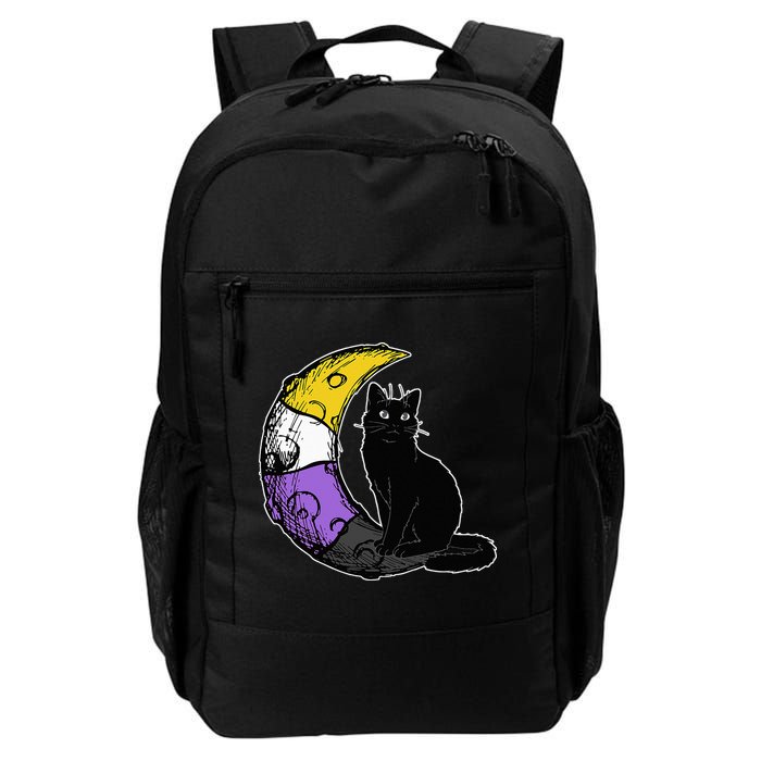 Nonbinary Moon Space Cat LGBT Pride With NB Non Binary Flag Backpack