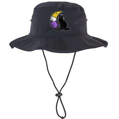 Nonbinary Moon Space Cat LGBT Pride With NB Non Binary Flag Bucket Hat
