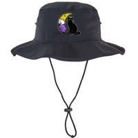 Nonbinary Moon Space Cat LGBT Pride With NB Non Binary Flag Bucket Hat