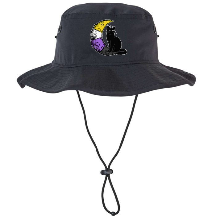 Nonbinary Moon Space Cat LGBT Pride With NB Non Binary Flag Bucket Hat
