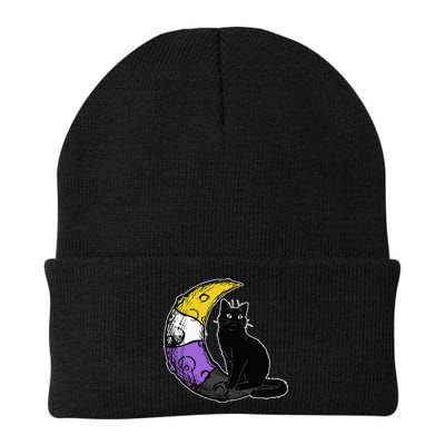 Nonbinary Moon Space Cat LGBT Pride With NB Non Binary Flag Beanie