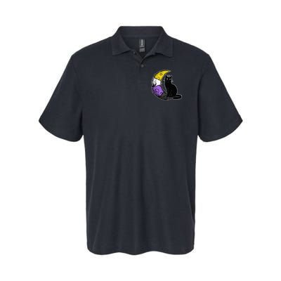 Nonbinary Moon Space Cat LGBT Pride With NB Non Binary Flag Polo